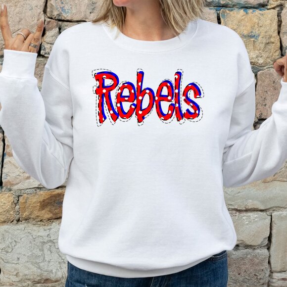 Ole Miss Rebels Polka Dot Univ of Mississippi crewneck sweatshirt WHITE - Picture 1 of 3
